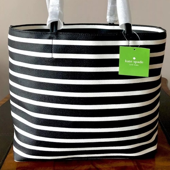 Kate spade hyde lane stripe riley black white tote - Picture 3 of 8
